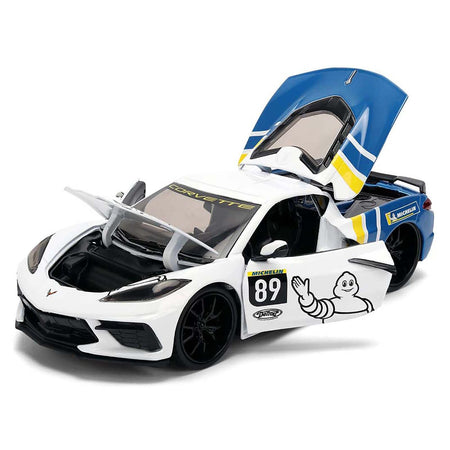 2020 Chevrolet Corvette Stingray C8 #89 "Michelin" White with Yellow and Blue Stripes "Bigtime Muscle" Series 1/24 Diecast Model Car by Jada-Jada-ModelCars.com