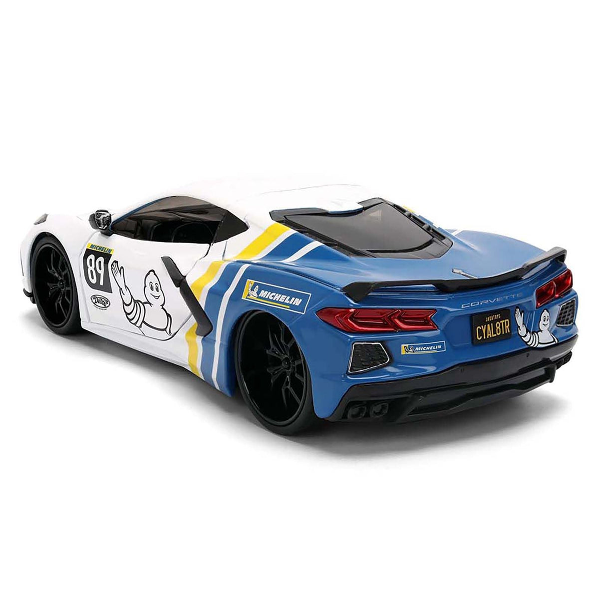 2020 Chevrolet Corvette Stingray C8 #89 "Michelin" White with Yellow and Blue Stripes "Bigtime Muscle" Series 1/24 Diecast Model Car by Jada-Jada-ModelCars.com