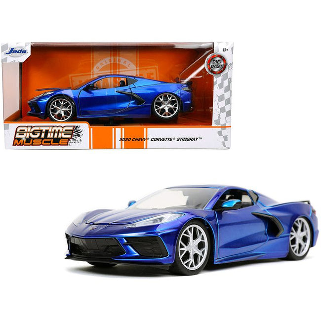 2020 Chevrolet Corvette Stingray C8 Candy Blue "Bigtime Muscle" 1/24 Diecast Model Car by Jada-Jada-ModelCars.com