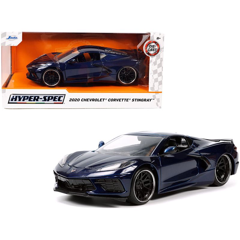2020 Chevrolet Corvette Stingray C8 Dark Blue Metallic "Hyper-Spec" Series 1/24 Diecast Model Car by Jada-Jada-ModelCars.com