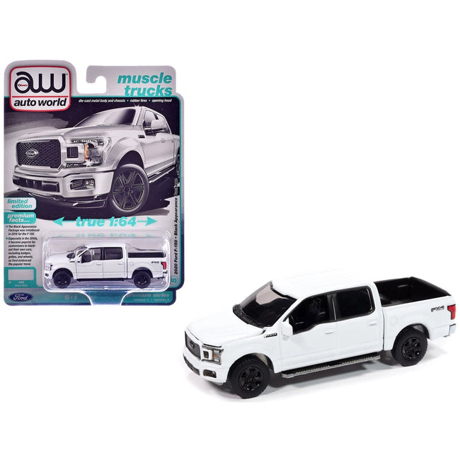 2020 Ford F-150 FX4 Black Appearance Package Pickup Truck Oxford White "Muscle Trucks" Series 1/64 Diecast Model Car by Auto World-Autoworld-ModelCars.com