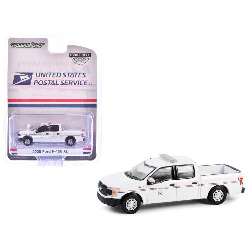 2020 Ford F - 150 XL Pickup Truck "United States Postal Service (USPS) Postal Police" White with Red and Blue Stripes "Hobby Exclusive" Series 1/64 Diecast Model Car by Greenlight - Greenlight - ModelCars.com