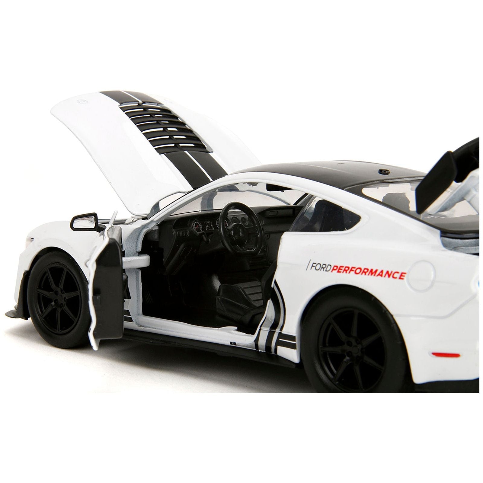 2020 Ford Mustang Shelby GT500 65 White with Black Top and Stripes "Ford Performance" "Bigtime Muscle" Series 1/24 Diecast Model Car by Jada - Jada - ModelCars.com