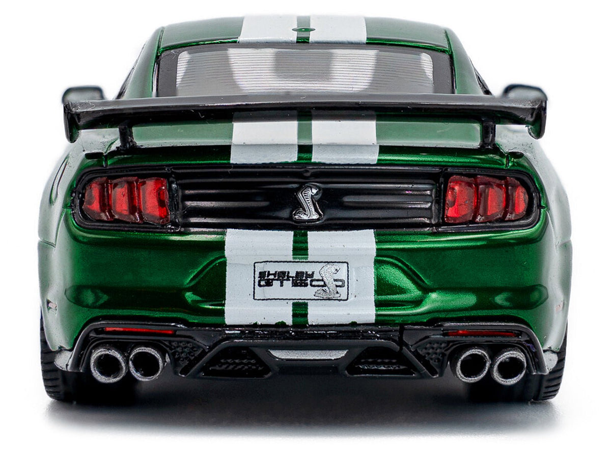 2020 Ford Mustang Shelby GT500 Fast Track Eruption Green Metallic with White Stripes 1/43 Diecast Model Car by Solido-Solido-ModelCars.com