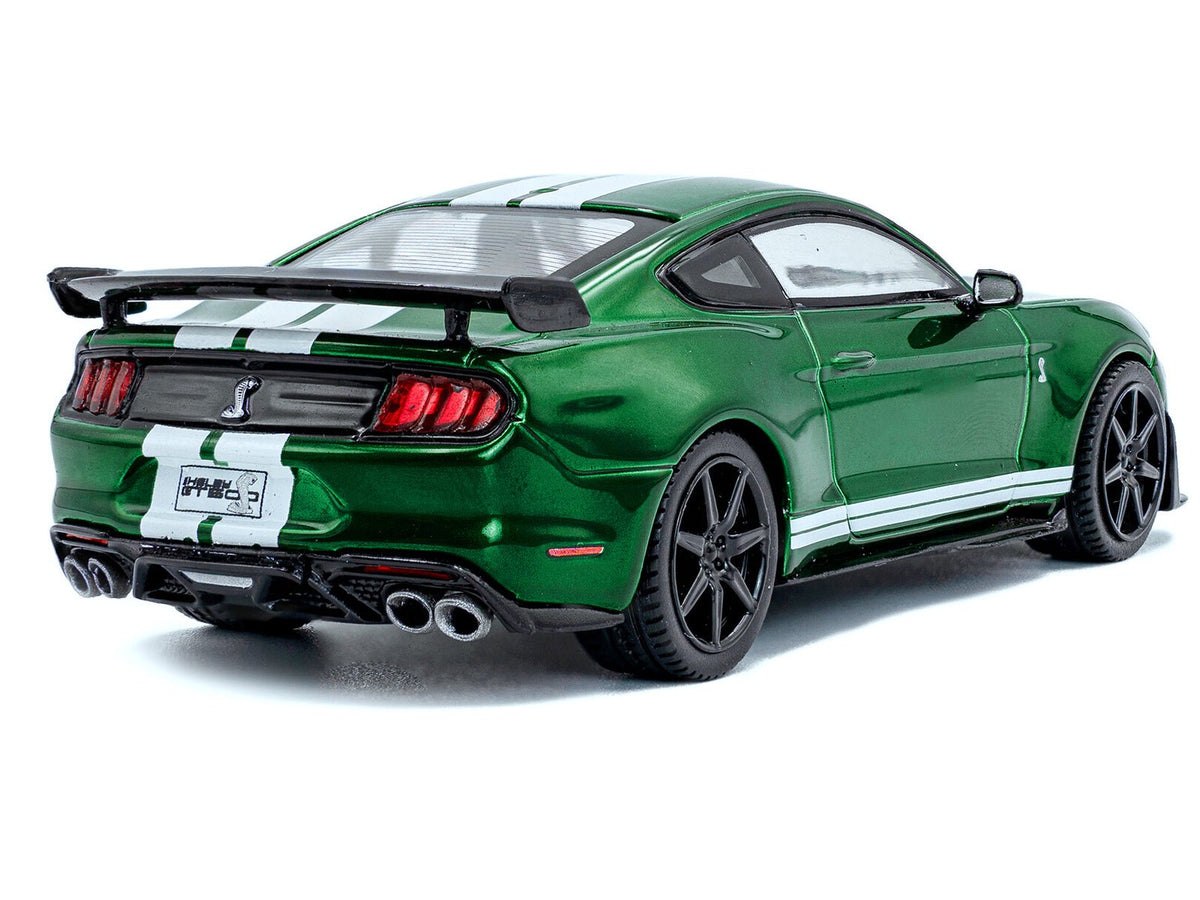2020 Ford Mustang Shelby GT500 Fast Track Eruption Green Metallic with White Stripes 1/43 Diecast Model Car by Solido-Solido-ModelCars.com