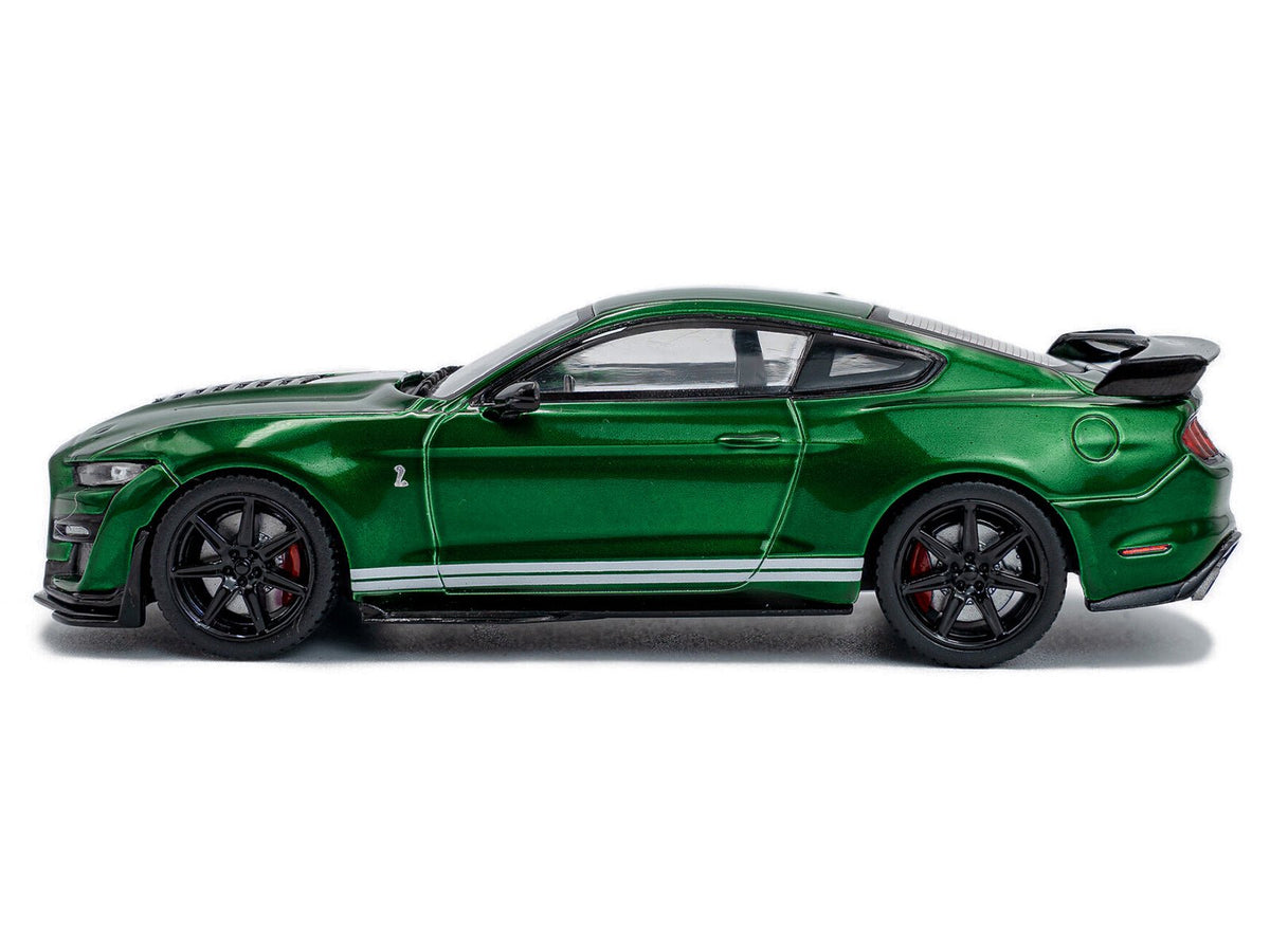 2020 Ford Mustang Shelby GT500 Fast Track Eruption Green Metallic with White Stripes 1/43 Diecast Model Car by Solido-Solido-ModelCars.com