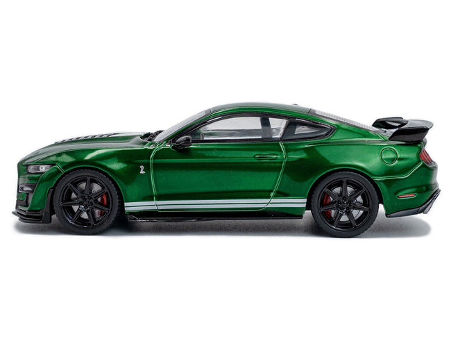 2020 Ford Mustang Shelby GT500 Fast Track Eruption Green Metallic with White Stripes 1/43 Diecast Model Car by Solido-Solido-ModelCars.com