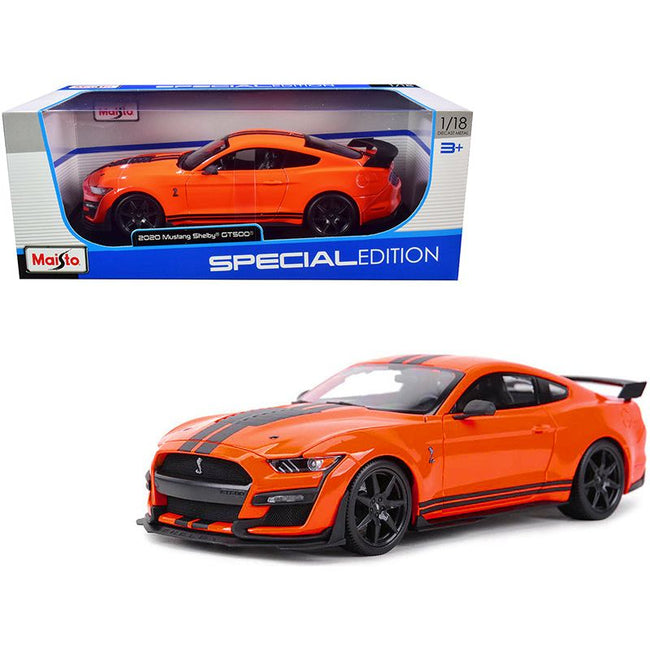 2020 Ford Mustang Shelby GT500 Orange with Black Stripes "Special Edition" 1/18 Diecast Model Car by Maisto - Maisto - ModelCars.com