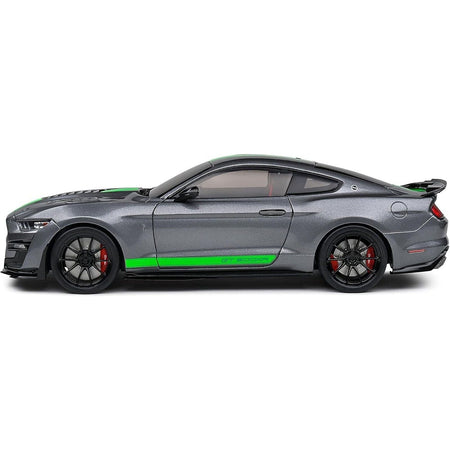 2020 Ford Shelby Mustang GT500 Carbonized Gray Metallic with Neon Green Stripes 1/18 Diecast Model Car by Solido - Solido - ModelCars.com