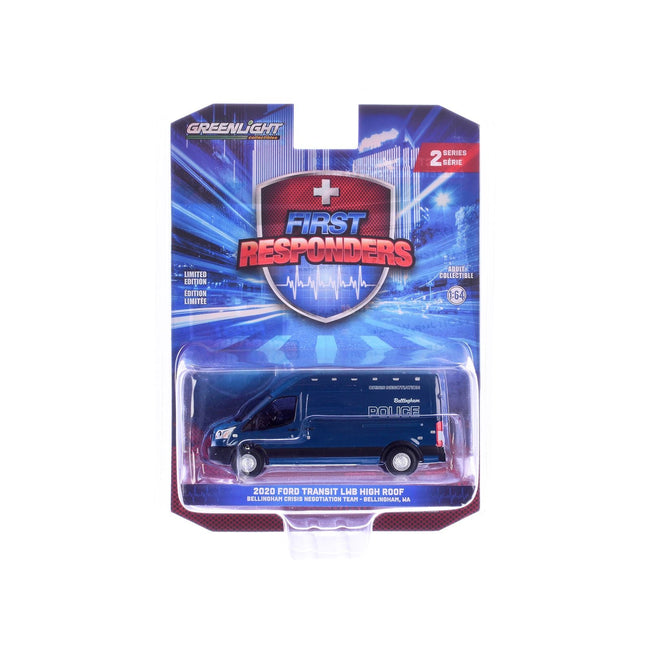 2020 Ford Transit LWB High Roof Van "Bellingham Police Crisis Negotiation Team Bellingham Washington" Dark Blue "First Responders" Series 2 1/64 Diecast Model Car by Greenlight-Greenlight-ModelCars.com