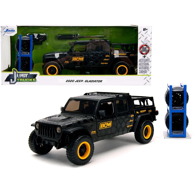 2020 Jeep Gladiator Pickup Truck "B&M" Black with Graphics with Extra Wheels "Just Trucks" Series 1/24 Diecast Model Car by Jada - Jada - ModelCars.com
