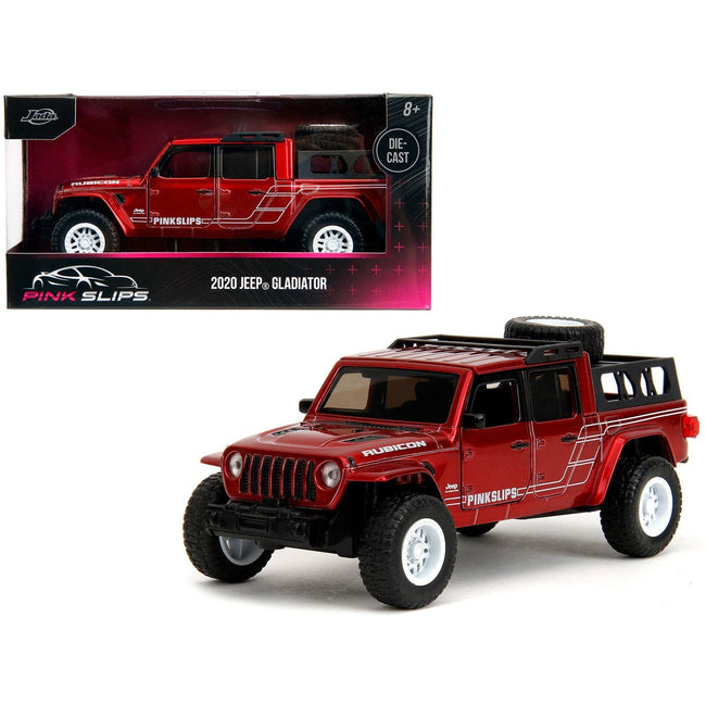 2020 Jeep Gladiator Pickup Truck Candy Red "Pink Slips" Series 1/32 Diecast Model Car by Jada-Jada-ModelCars.com