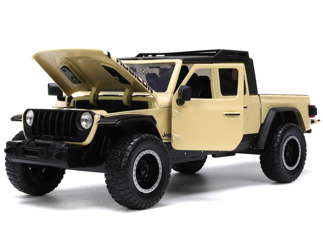 2020 Jeep Gladiator Rubicon Pickup Truck Cream with Roof Rack with Extra Wheels "Just Trucks" Series 1/24 Diecast Model Car by Jada-Jada-ModelCars.com