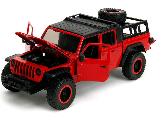 2020 Jeep Gladiator Rubicon Pickup Truck Red with Black Top and Extra Wheels "Just Trucks" Series 1/24 Diecast Model Car by Jada-Jada-ModelCars.com