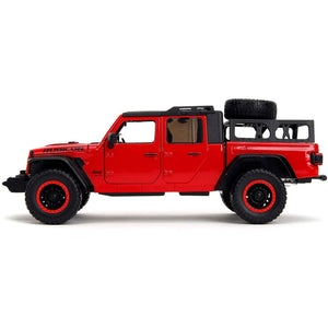 2020 Jeep Gladiator Rubicon Pickup Truck Red with Black Top and Extra Wheels "Just Trucks" Series 1/24 Diecast Model Car by Jada