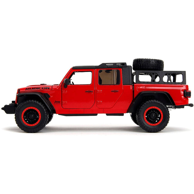2020 Jeep Gladiator Rubicon Pickup Truck Red with Black Top and Extra Wheels "Just Trucks" Series 1/24 Diecast Model Car by Jada-Jada-ModelCars.com