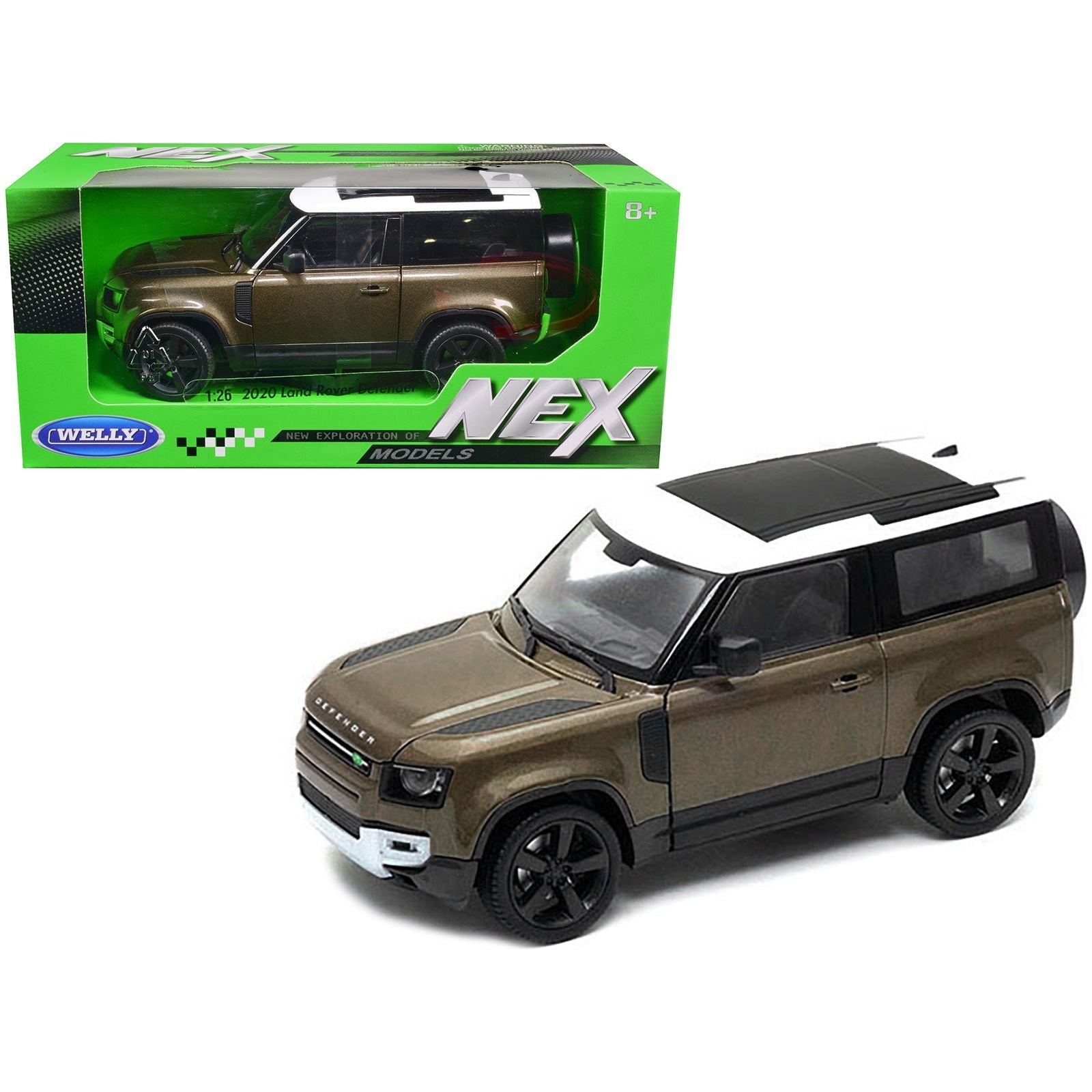 2020 Land Rover Defender Brown Metallic with White Top "NEX Models" 1/26 Diecast Model Car by Welly - Welly - ModelCars.com