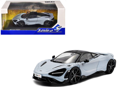 2020 McLaren 765LT Ceramic Gray with Black Top 1/43 Diecast Model Car by Solido-Solido-ModelCars.com