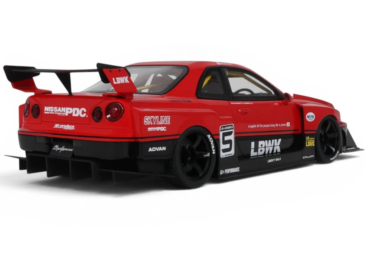 2020 Nissan Skyline GT-R (R34) LB-Super Silhouette RHD (Right Hand Drive) 5 Red and Black 1/18 Model Car by GT Spirit-GT Spirit-ModelCars.com