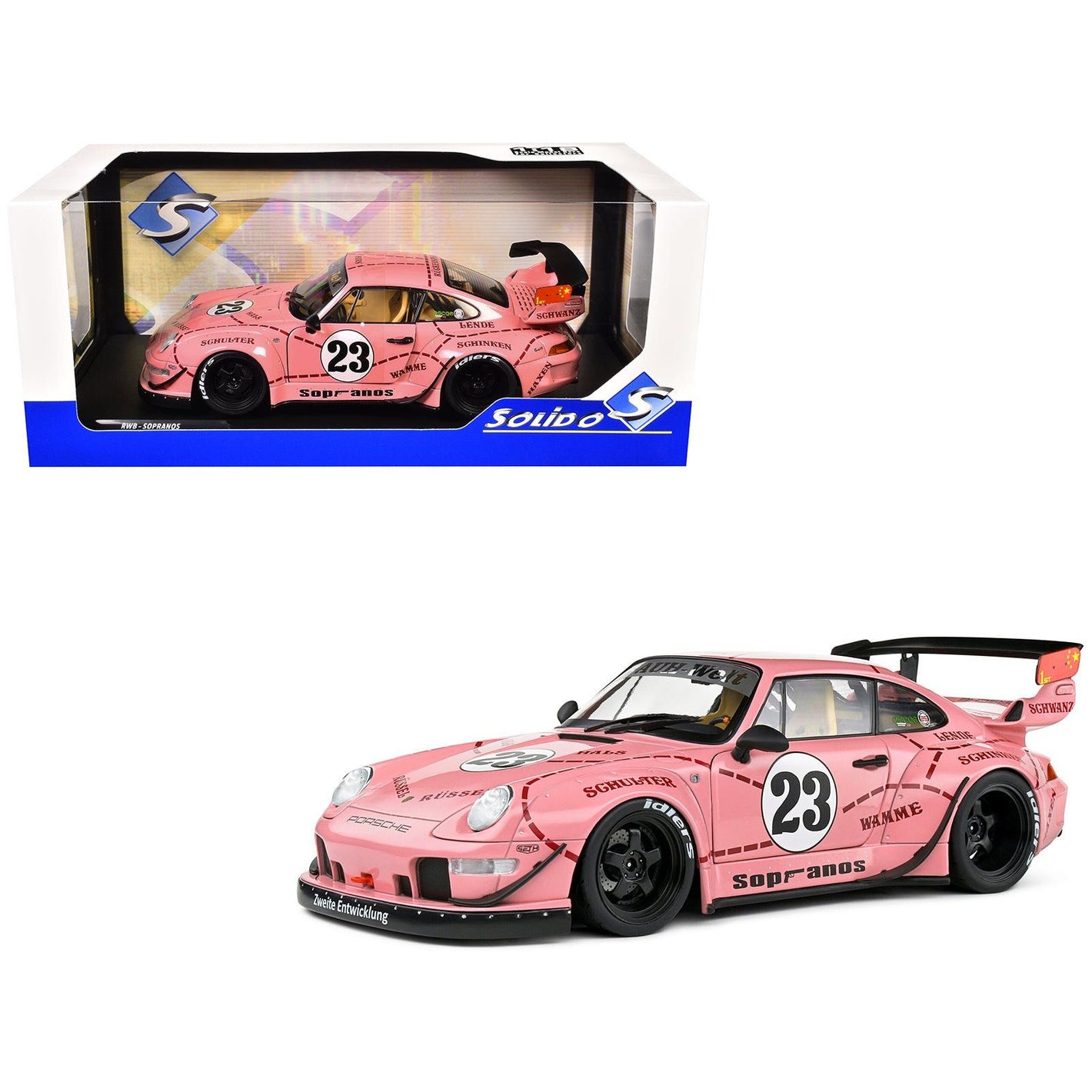 2020 RWB Bodykit 23 "Pink Pig" Pink with Graphics 1/18 Diecast Model Car by Solido - Solido - ModelCars.com