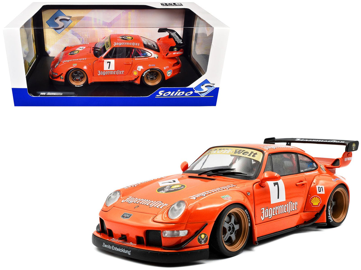 2020 RWB Bodykit #7 "Jagermeister" Orange with Graphics 1/18 Diecast Model Car by Solido-Solido-ModelCars.com
