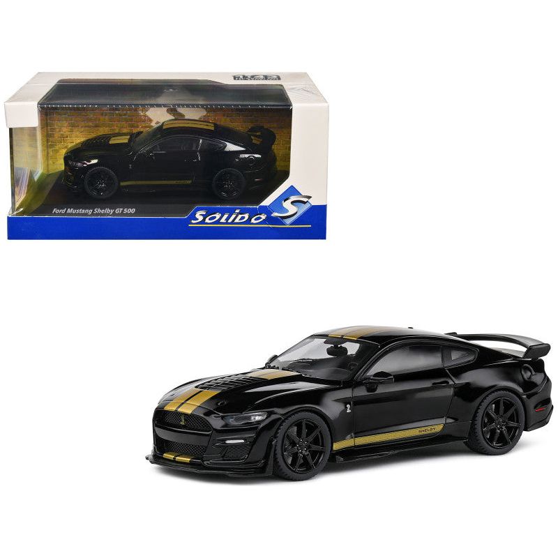 2020 Shelby Mustang GT500 Black with Gold Stripes 1/43 Diecast Model Car by Solido - Solido - ModelCars.com