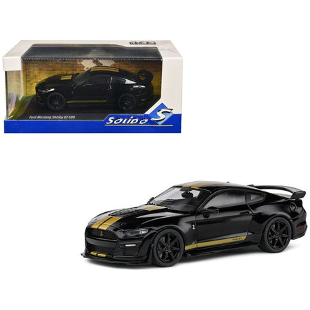 2020 Shelby Mustang GT500 Black with Gold Stripes 1/43 Diecast Model Car by Solido - Solido - ModelCars.com