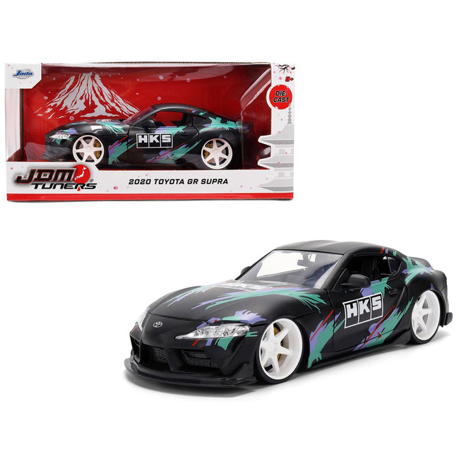 2020 Toyota GR Supra "HKS" Matt Black with Graphics "JDM Tuners" Series 1/24 Diecast Model Car by Jada-Jada-ModelCars.com