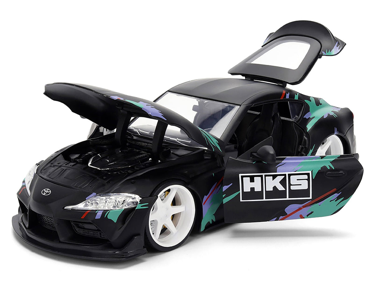 2020 Toyota GR Supra "HKS" Matt Black with Graphics "JDM Tuners" Series 1/24 Diecast Model Car by Jada-Jada-ModelCars.com