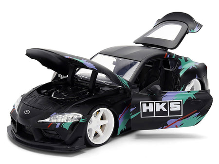 2020 Toyota GR Supra "HKS" Matt Black with Graphics "JDM Tuners" Series 1/24 Diecast Model Car by Jada-Jada-ModelCars.com