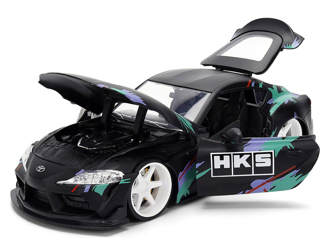 2020 Toyota GR Supra "HKS" Matt Black with Graphics "JDM Tuners" Series 1/24 Diecast Model Car by Jada-Jada-ModelCars.com
