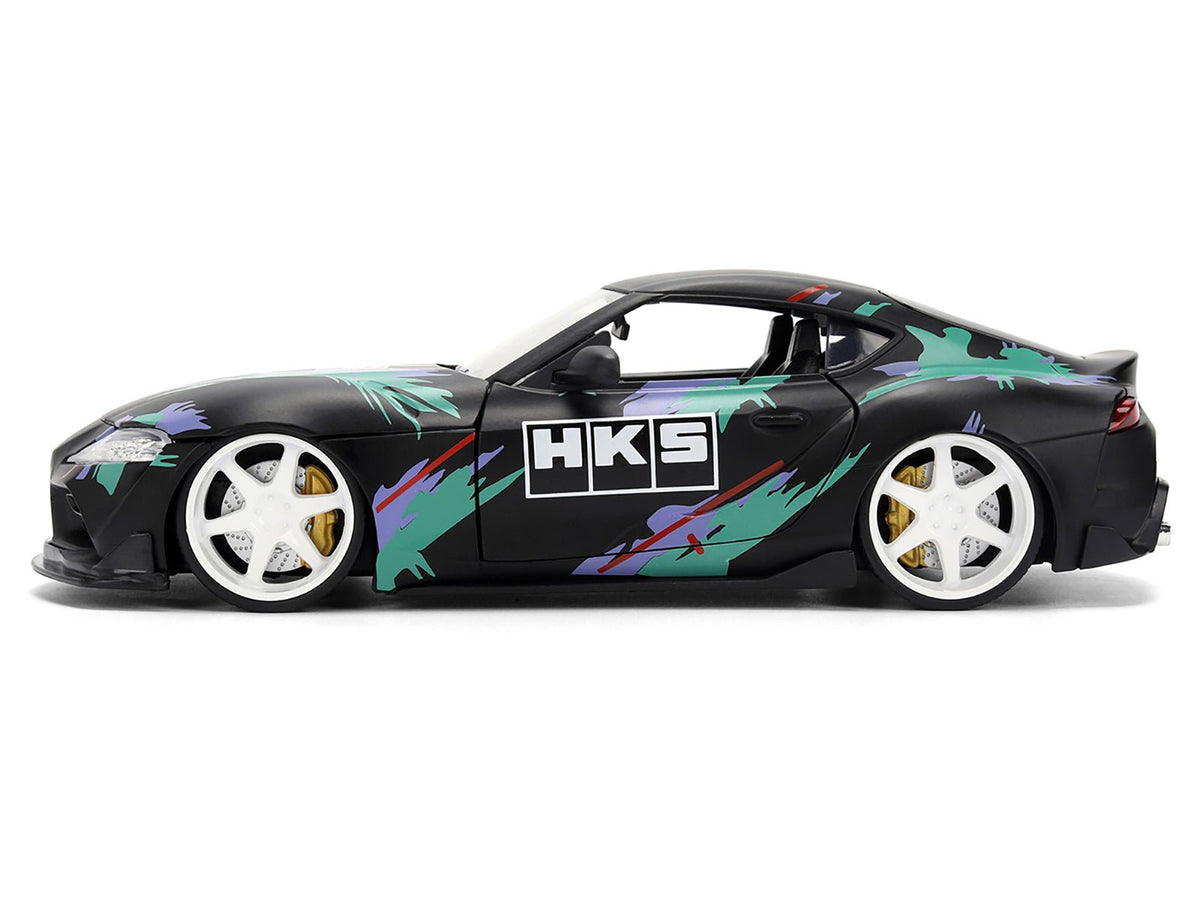 2020 Toyota GR Supra "HKS" Matt Black with Graphics "JDM Tuners" Series 1/24 Diecast Model Car by Jada-Jada-ModelCars.com