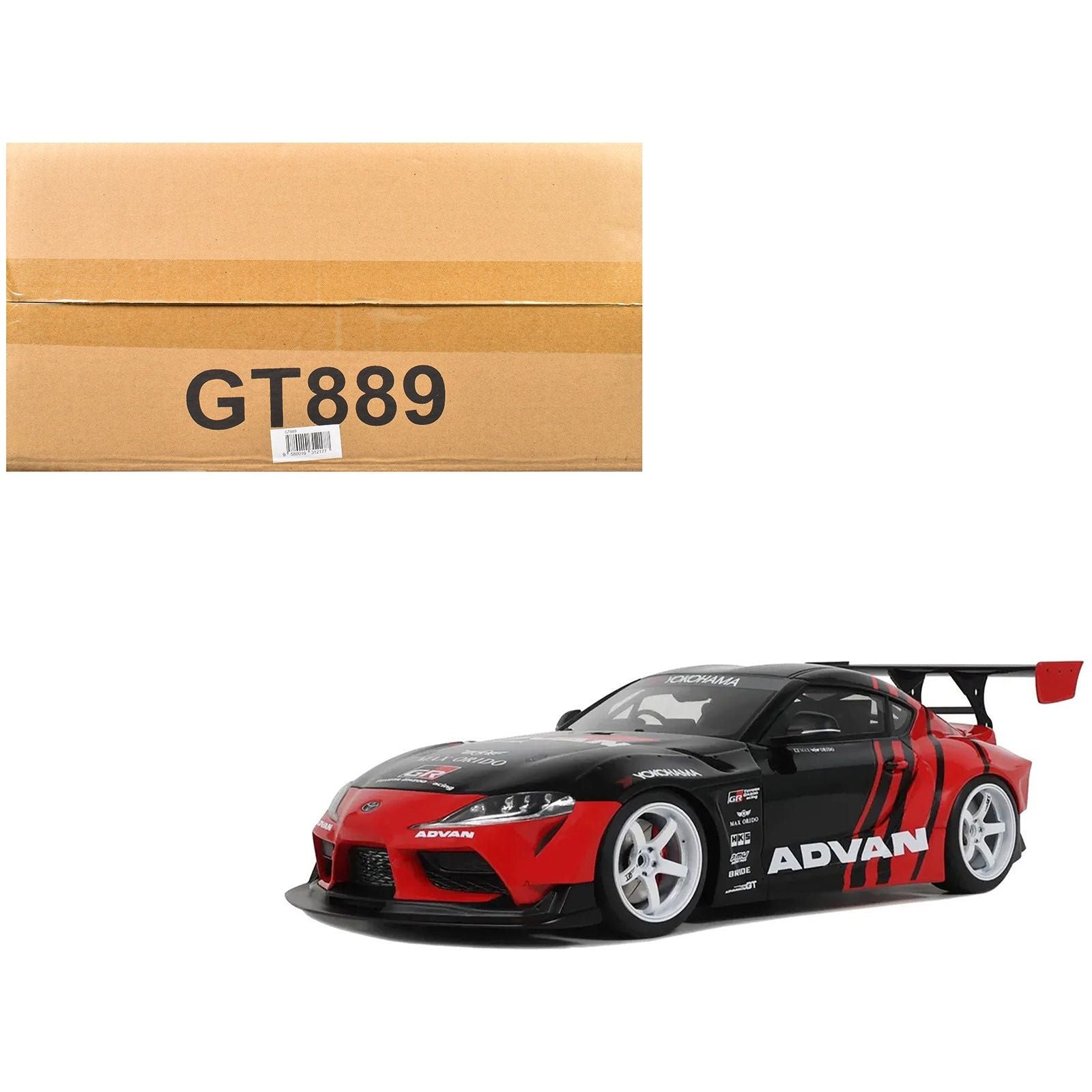 2020 Toyota Supra GR RHD (Right Hand Drive) "Advan" Black and Red 1/18 Model Car by GT Spirit - GT Spirit - ModelCars.com