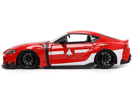2020 Toyota Supra Red with Graphics and Miriya Sterling Diecast Figurine "Robotech" "Hollywood Rides" Series 1/24 Diecast Model Car by Jada-Jada-ModelCars.com