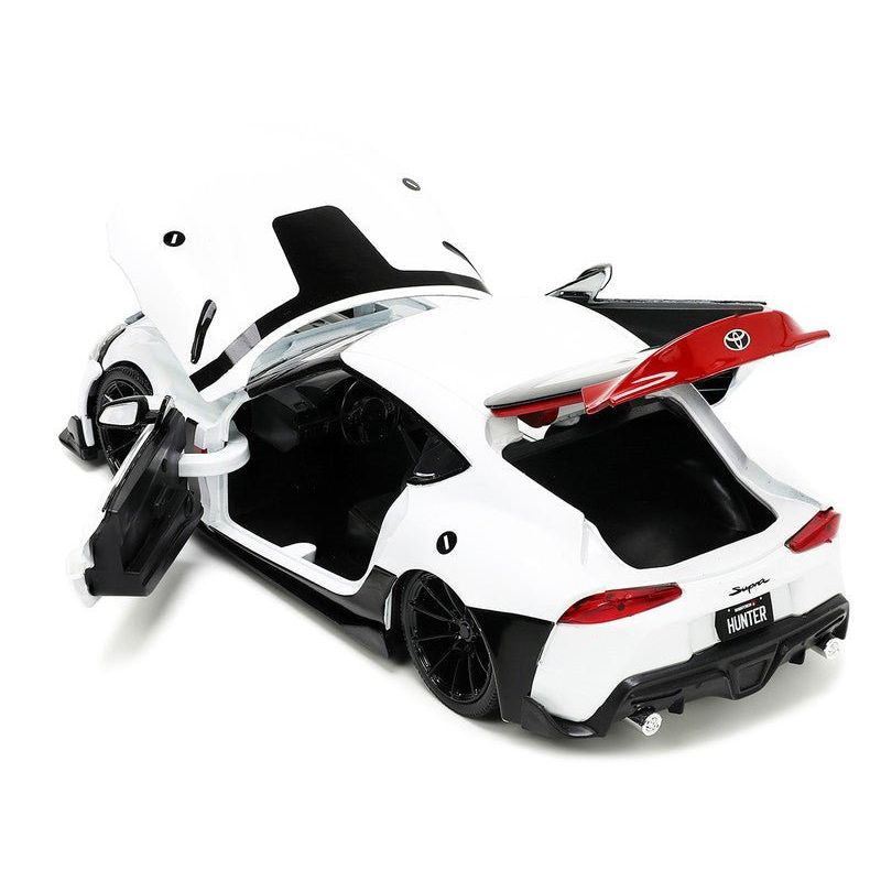 2020 Toyota Supra White and Rick Hunter Diecast Figurine "Robotech" "Hollywood Rides" Series 1/24 Diecast Model Car by Jada-Jada-ModelCars.com