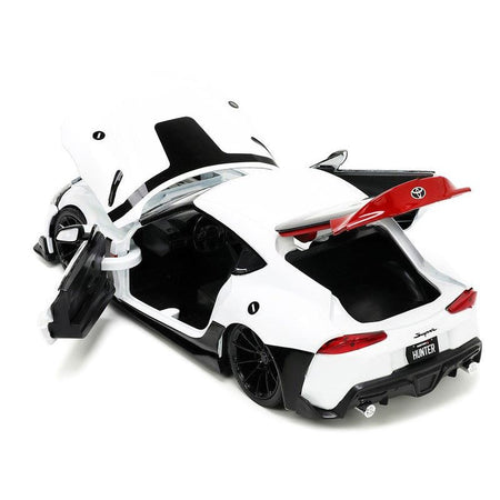2020 Toyota Supra White and Rick Hunter Diecast Figurine "Robotech" "Hollywood Rides" Series 1/24 Diecast Model Car by Jada-Jada-ModelCars.com