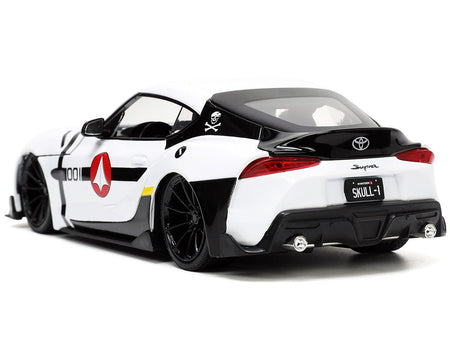 2020 Toyota Supra White and Roy Focker Diecast Figurine "Robotech" "Hollywood Rides" Series 1/24 Diecast Model Car by Jada-Jada-ModelCars.com