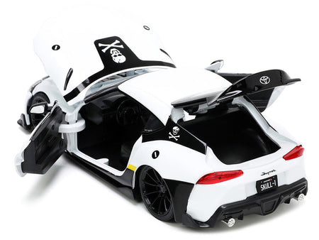 2020 Toyota Supra White and Roy Focker Diecast Figurine "Robotech" "Hollywood Rides" Series 1/24 Diecast Model Car by Jada-Jada-ModelCars.com