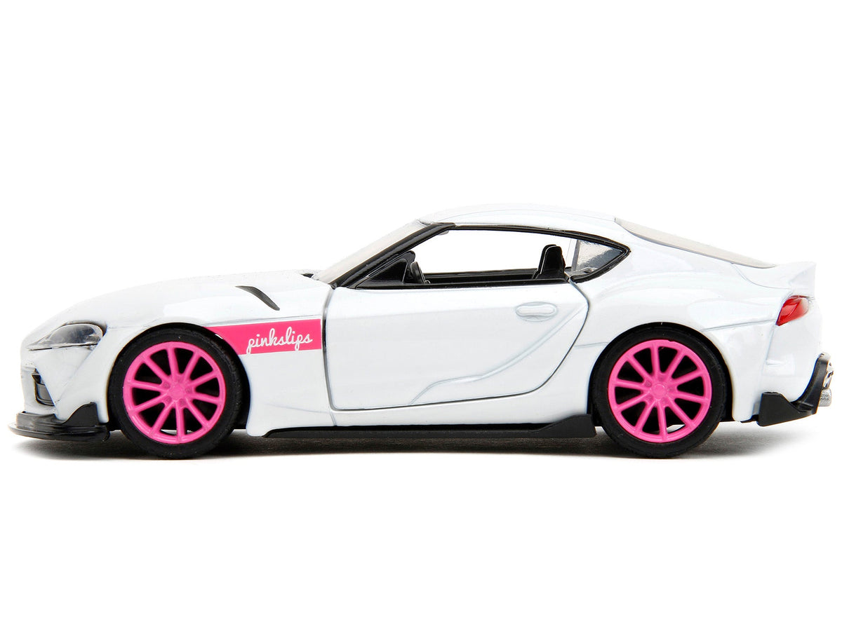 2020 Toyota Supra White Metallic with Pink Wheels "Pink Slips" Series 1/32 Diecast Model Car by Jada-Jada-ModelCars.com