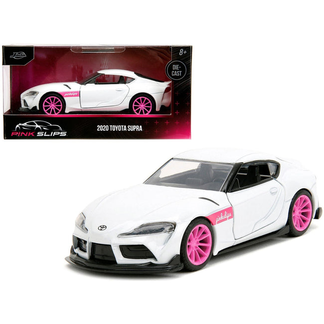 2020 Toyota Supra White Metallic with Pink Wheels "Pink Slips" Series 1/32 Diecast Model Car by Jada-Jada-ModelCars.com