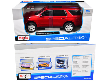 2021 Chevrolet Tahoe Red Metallic with Sunroof 1/24 Diecast Model Car by Maisto-Maisto-ModelCars.com