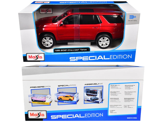 2021 Chevrolet Tahoe Red Metallic with Sunroof 1/24 Diecast Model Car by Maisto-Maisto-ModelCars.com