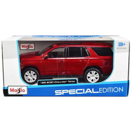 2021 Chevrolet Tahoe Red Metallic with Sunroof 1/24 Diecast Model Car by Maisto-Maisto-ModelCars.com