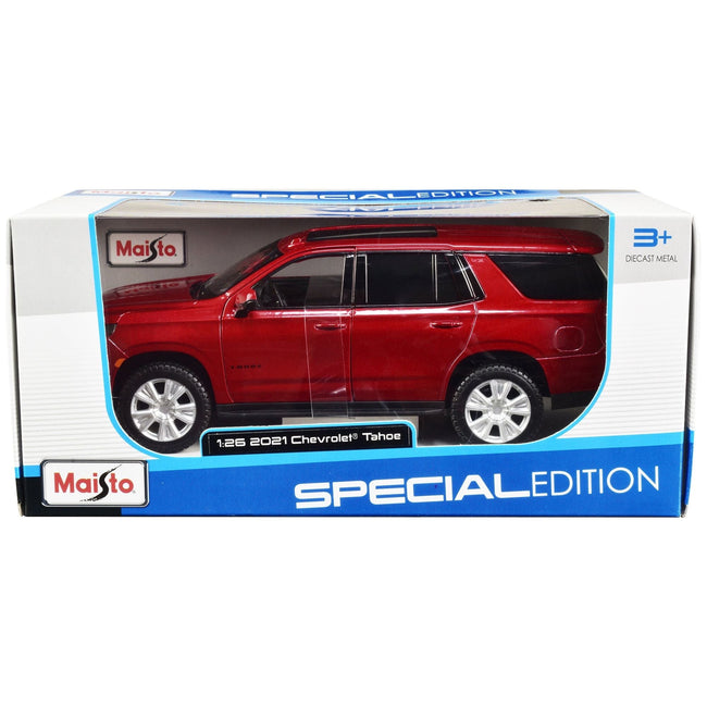 2021 Chevrolet Tahoe Red Metallic with Sunroof 1/24 Diecast Model Car by Maisto-Maisto-ModelCars.com