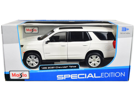 2021 Chevrolet Tahoe White with Sunroof "Special Edition" 1/26 Diecast Model Car by Maisto-Maisto-ModelCars.com