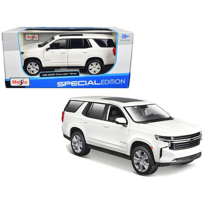 2021 Chevrolet Tahoe White with Sunroof "Special Edition" 1/26 Diecast Model Car by Maisto-Maisto-ModelCars.com