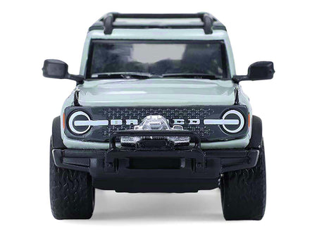 2021 Ford Bronco 4-Door Badlands Cactus Gray with Black Top and Motorcycle with Utility Trailer "Hitch & Tow" Series 33 1/64 Diecast Model Cars by Greenlight-Greenlight-ModelCars.com