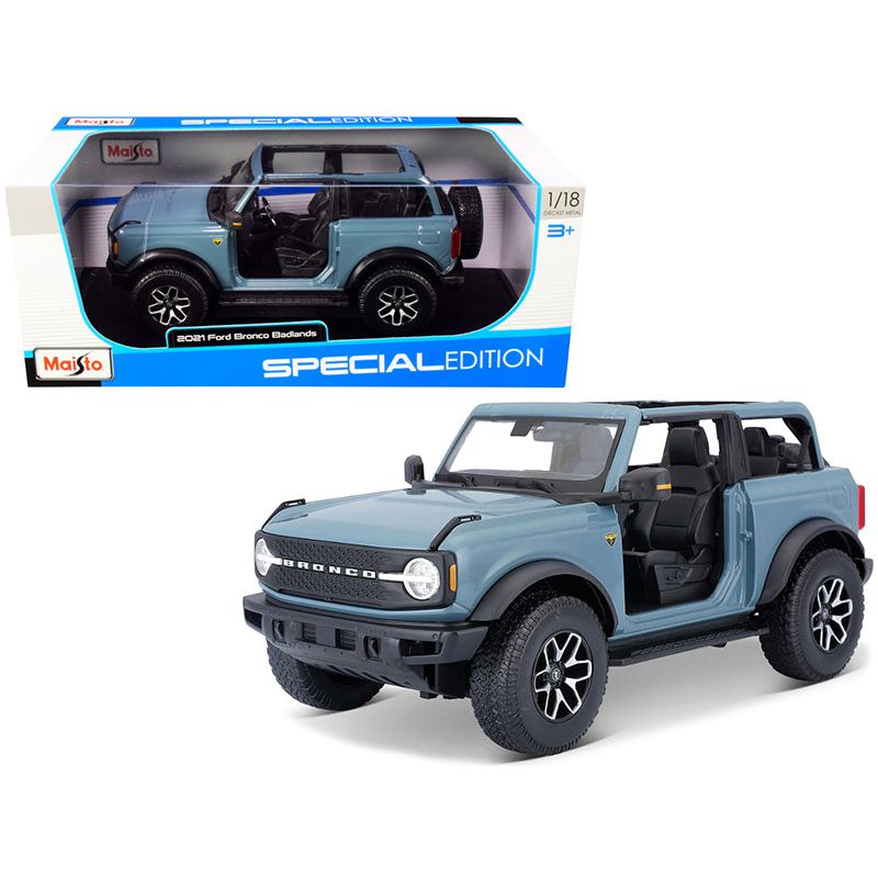 2021 Ford Bronco Badlands Blue "Special Edition" 1/18 Diecast Model Car by Maisto - Maisto - ModelCars.com