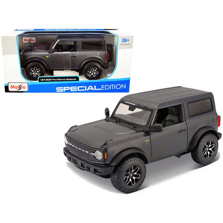 2021 Ford Bronco Badlands Gray Metallic with Black Top "Special Edition" 1/24 Diecast Model Car by Maisto - Maisto - ModelCars.com