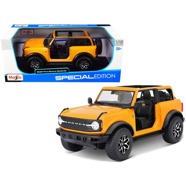 2021 Ford Bronco Badlands Orange Metallic "Special Edition" 1/18 Diecast Model Car by Maisto - Maisto - ModelCars.com